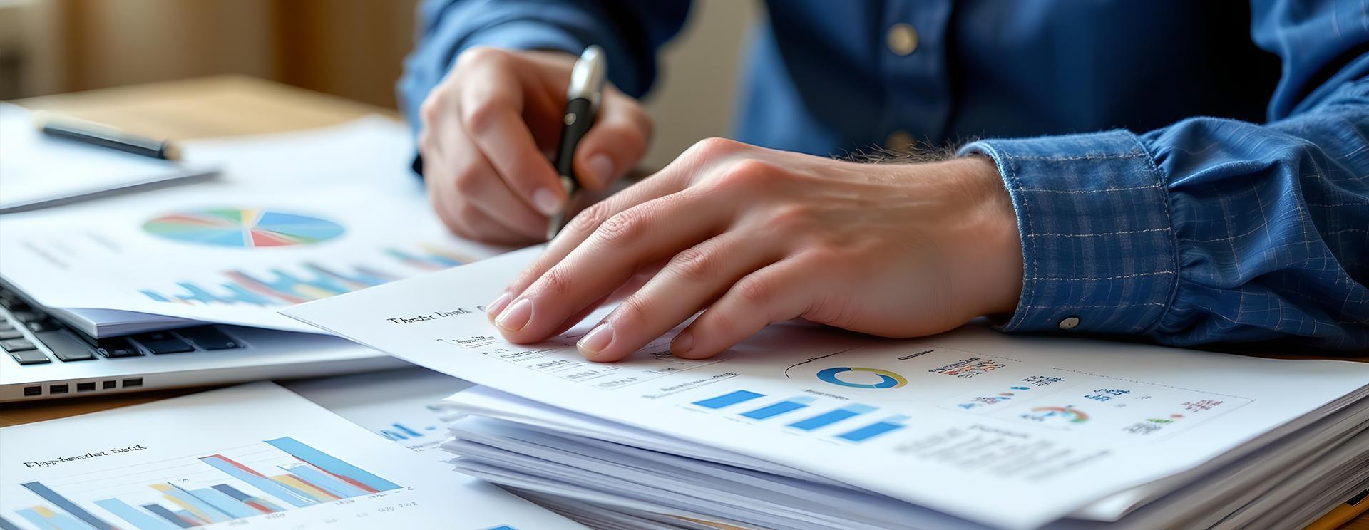 mains sur une pile de papiers