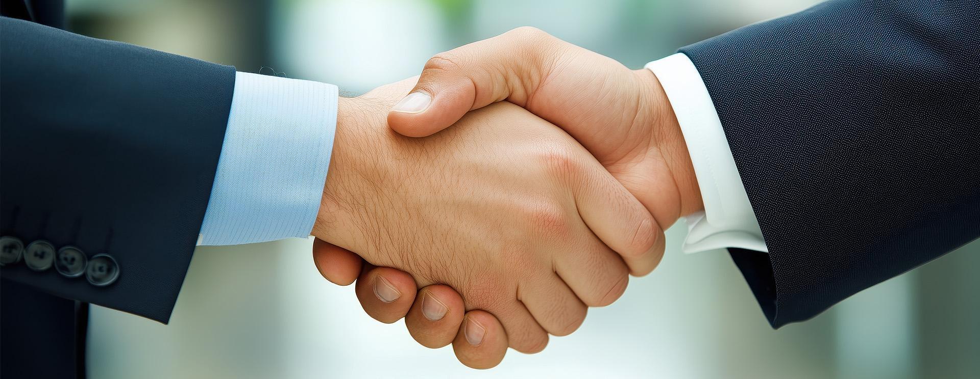 poignée de mains entre deux personnes en costume