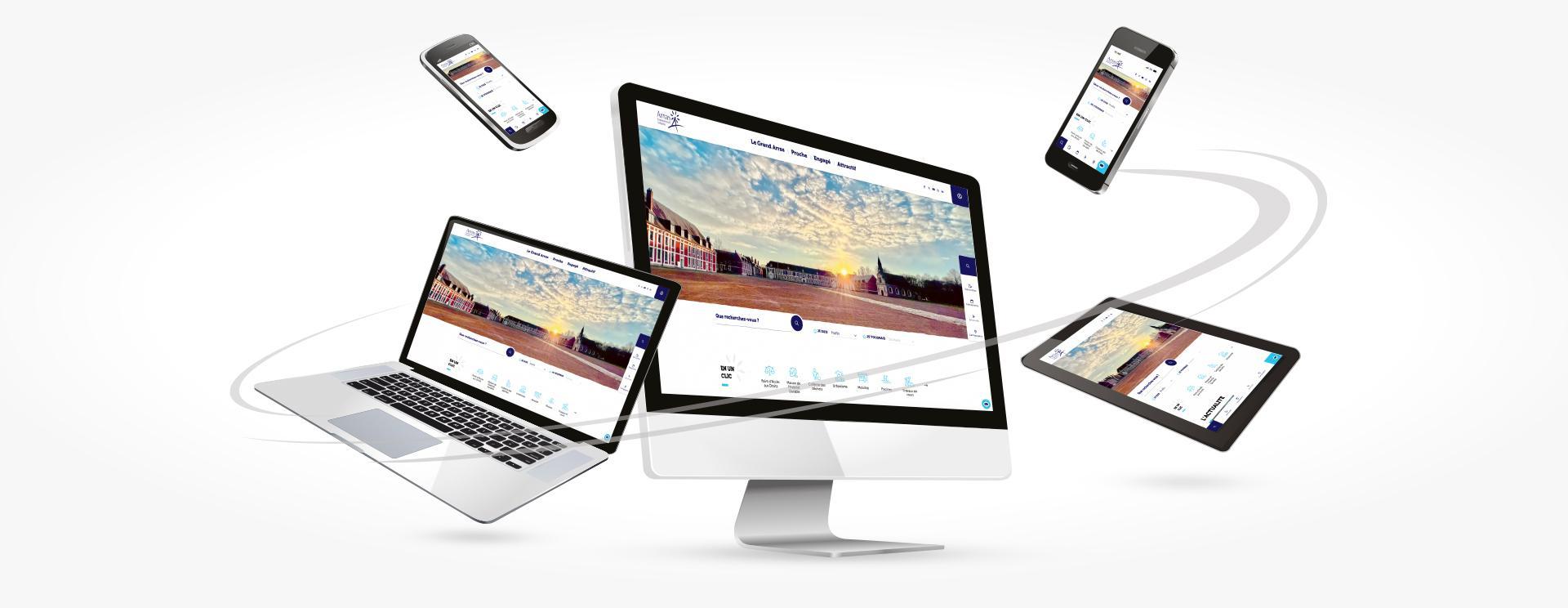 page d'accueil de grandarras.fr présenté sur ordinateur, ordinateur portable, tablette et smartphones