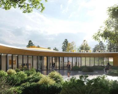 vue 3D montrant l'extérieur de la future piscine