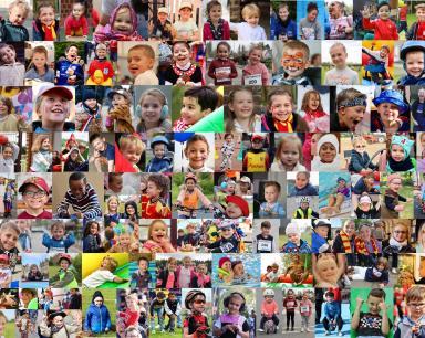 mosaïque de portraits d'enfants