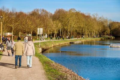 grand chemin au bord de l'eau avec des arbres au second plan - Agrandir l'image 4 sur 4, fenêtre modale