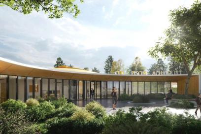 vue 3D montrant l'extérieur de la future piscine - Agrandir l'image, fenêtre modale