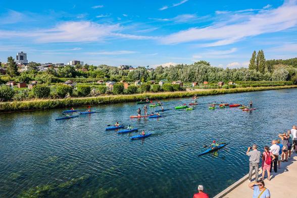 des paddles au milieu de l'eau - Agrandir l'image, fenêtre modale
