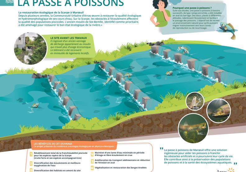 Représentation graphique du fonctionnement de la passe à poisson description ci apres - Agrandir l'image, fenêtre modale